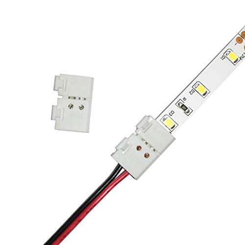 Biantie La 2-Pin 8mm Solderless LED Strip Connectors Unwired Clips - DIY Strip to Wire Quick Connection for 12v 24v Single Color SMD 3528 2835 Led Strip Lights (Pack of 10)