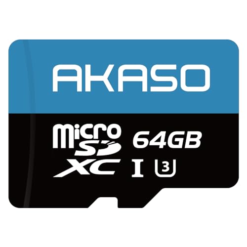 AKASO 64GB microSDXC U3 Memory Card - Up to 100MB/s, UHS-I C10, U3, Full HD, 4K UHD, MicroSD Card