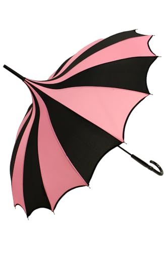 VampireFreaks Batwing Pagoda Umbrella (Black And Pastel Pink)