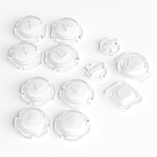 eXtremeRate Replacement Two-Tone Jelly Buttons for JoyCon, White & Clear with Symbols Custom Controller ABXY Direction Home Capture + - Keys, DIY Action Face Buttons for Nintendo Switch & Switch OLED