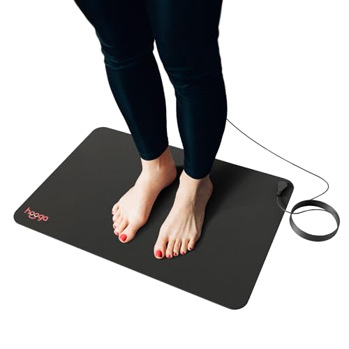 Hooga Grounding Mat for Sleep, Energy, Pain Relief, Inflammation, Balance, Wellness. Earth Connected Therapy. Indoor Grounding at Home, Office, Work. 15 Foot Cord Included. Conductive Carbon