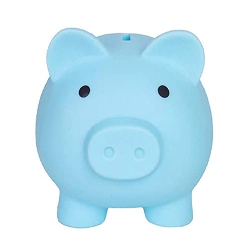 Cute Piggy Bank, Coin Bank for Boys and Girls, Children's Plastic Shatterproof Money Bank，Children's Toy Gift Savings Jar (Blue)