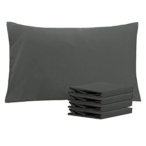NTBAY Queen Pillowcase Set - 4 Pack Brushed Microfiber 20x30 Pillowcases - Soft, Wrinkle-Free, Fade-Resistant, Stain-Resistant, Dark Grey Pillowcases with Envelope Closure - 20x30 Inches, Dark Grey