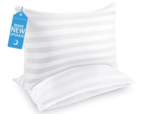 COZSINOOR Queen Size Bed Pillows for Sleeping: Hotel Quality, Set of 2 - Down Alternative Cooling Microfiber Filled for Back, Stomach, Side Sleepers, Breathable, and Skin-Friendly