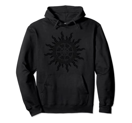 Double Kolovrat Slavic Heritage Sun God Deity Symbol Black Pullover Hoodie