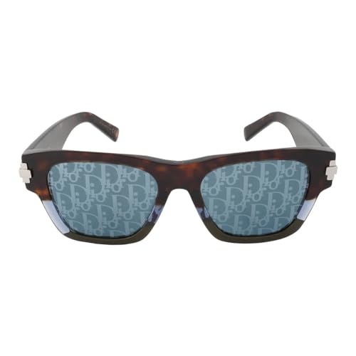 Dior Blue Mirror Logo Square Men's Sunglasses DIORBLACKSUIT XL S2U 92B8