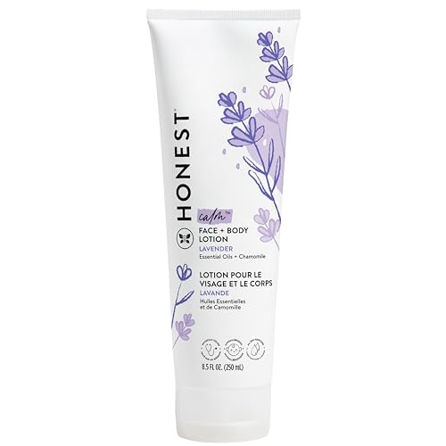 The Honest Company Hydrating Face + Body Lotion | Fast Absorbing, Naturally Derived, Hypoallergenic | Lavender Calm, 8.5 fl oz