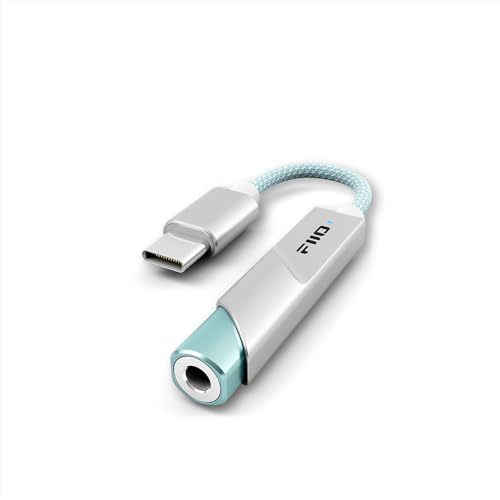 FiiO KA11 USB C to 3.5mm Audio Adapter 32bit/384KHz, USB Type C Dongle HiFi DAC Amplifier for Android/iOS/Windows/Mac (Silver, TC)