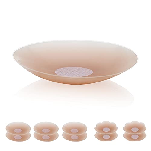 VOCH GALA 5 Pairs - Nipple Covers for Women Reusable, Adhesive Silicone Nipple Pasties, Sticky Breast Pasties Petals, Women's Exotic Apparel Accessories