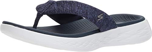 Skechers womens On-the-go 600 - Preferred Flip Flop, Navy/White, 9 US