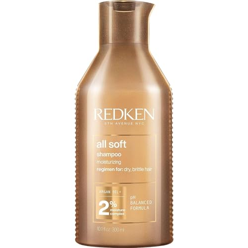 Redken All Soft Shampoo | Deeply Moisturizes and Hydrates | Softens, Smooths, and Adds Shine | Safe for Color-Treated Hair | Nourishing Shampoo for Dry Hair | With Argan Oil