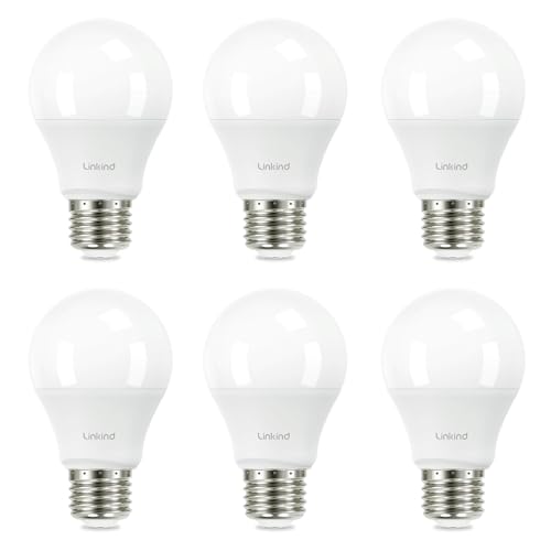 Linkind A19 LED Light Bulb, 60W Equivalent, 9W 2700K Soft White, 800 Lumens Non-Dimmable, E26 Standard Base, Energy Efficient UL Listed for Bedroom Home Office, 6 Pack