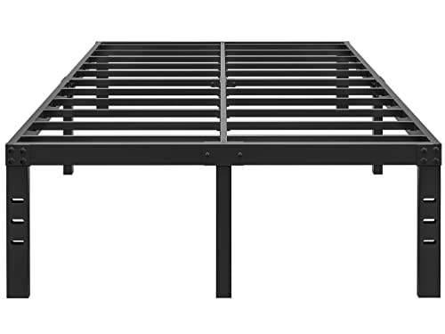 FSCHOS Queen-Bed-Frame / 18 Inch Metal Platform Bed Frame Queen Size/Reinforced Steel Slats Support/No Box Spring Needed/Heavy Duty Mattress Foundation/Easy Assembly/Noise Free/Black