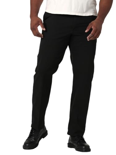 Lee Men's Big & Tall Extreme Motion Flat Front Regular Straight Pant Black 46W x 30L
