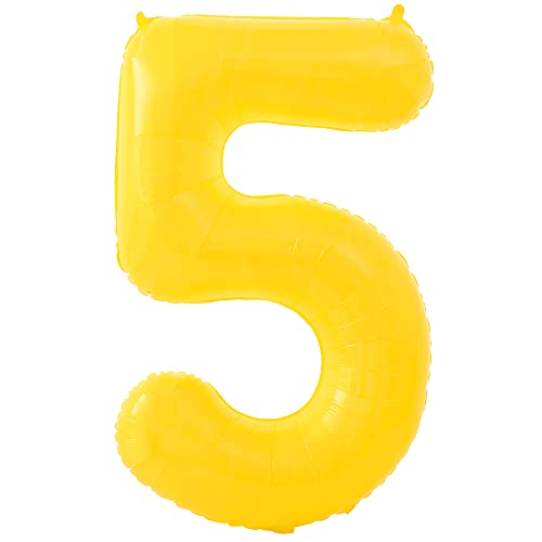 KatchOn, Yellow Number 5 Balloon - Giant, 40 Inch | Yellow 5 Balloon, 5th Birthday Decorations for Boys | Number Five Balloon | 5th Birthday Balloon for 5 Year Old Birthday Decorations, Anniversary