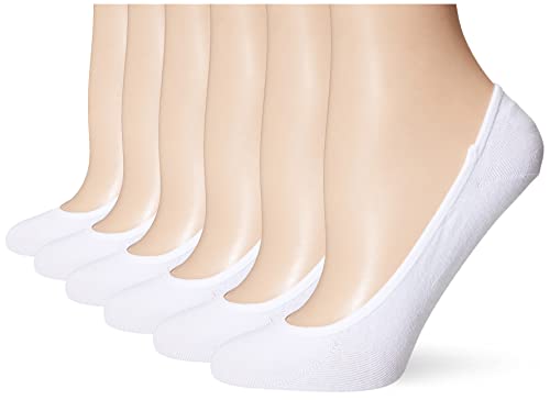 Peds Women's Moisture Wicking Low Cut No Show Socks, 6-Pairs, White, Shoe Size: 8-12