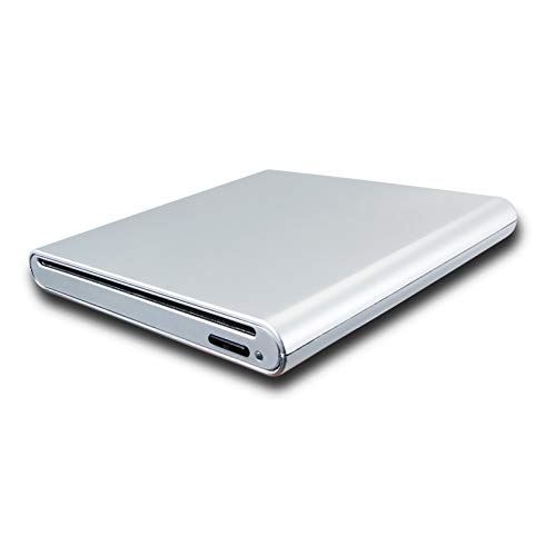 White USB External Blu-ray DVD CD Optical Drive for Dell Inspiron 15 13 14 Series 5000 7000 7567 7577 7559 7373 2-in-1 Touch-Screen Laptop, Blue-ray Movies Portable Player, 8X DVD-R CD Writer