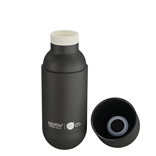 asobu Puramic Orb Stainless Steel Double Wall Insulated Travel Water Bottle – Lid Doubles as a Cup 14 Ounce (Black)