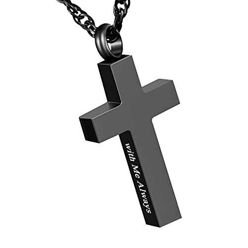 Cremation Cross Necklace for Ashes Stainless Steel Cross Urn Pendant Ashes Holder Memorial Jewelry-With Me Always