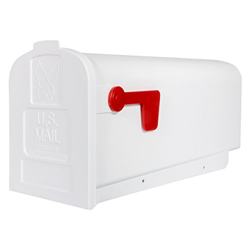 Architectural Mailboxes Parsons Plastic Post Mount Mailbox, Compatibility Code A, PL10W0AM, White, Medium Capacity, 1 Count (Pack of 1)