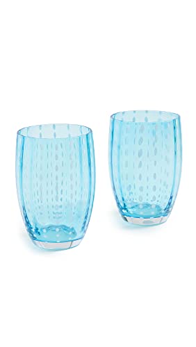 Zafferano Perle Glass Tumbler, Set of 2, Aquamarine