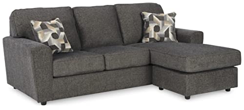 Signature Design by Ashley Cascilla Modern Sectional Sofa Couch with Chaise Lounge, Dark Gray