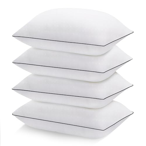 Nctoberows Bed Pillows for Sleeping Standard Size Set of 4, Cooling and Supportive Full Pillows, Hotel Quality with Premium Soft Down Alternative Fill for Back, Stomach or Side Sleepers