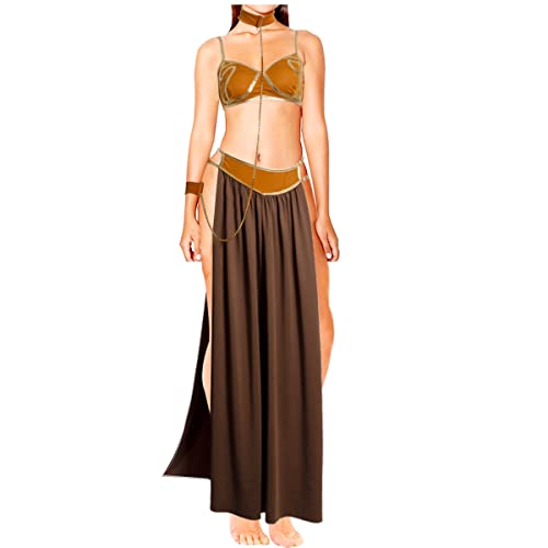 FOFODUCK Princess Slave Leia Costume Womens Sexy Halloween Lingerie Dress Uniform (Coffee, X-Large)