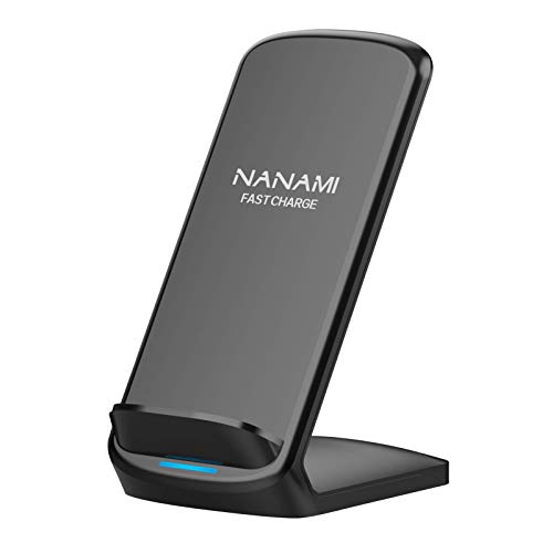 NANAMI Upgraded Fast Wireless Charger,Qi-Certified Wireless Charging Stand Compatible Samsung Galaxy S24/S23/S22/S21/S20/S10/S9/Note 20 Ultra/10/9 & Qi Phone Charger for iPhone 15/14/13/12/SE/11/XR