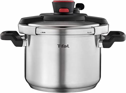 T-fal Clipso Stainless Steel Pressure Cooker 6.3 Quart Induction Cookware, Pots and Pans, Dishwasher Safe Silver