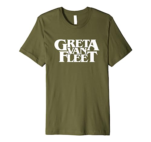 Official Greta Van Fleet White Logo Olive Premium T-Shirt