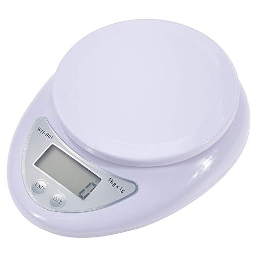 Food Scale Grams, TechCode Cooking Diet Weight Postal Scale 5KG/11LB 1g Digital LCD Kitchen Household Lightweight Auto Off Function Electronic Scale(White, Pack of 1)
