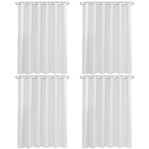 Nasitos Fabric Shower Curtain Liners 4 Pack - W72 x H72 - Washable & Water Resistant Cloth Shower Liner for Bathroom, Soft Hotel Quality, Standard Size (White, Include 8 Separate Magnets)