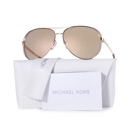 Michael Kors MK5004 CHELSEA Aviator 1017R1 59M Sunglasses For Women + BUNDLE With Designer iWear Eyewear Kit (Rose Gold/Taupe/Rose Gold Flash)