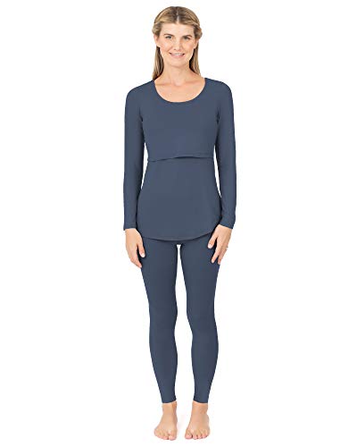 Kindred Bravely Jane Nursing Pajama Set | Nursing Pajamas for Breastfeeding (Slate Blue, Medium)