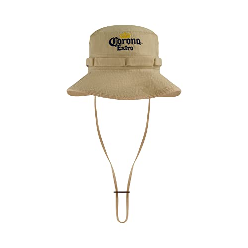 Corona Bucket Hat, Packable Travel Hat, Cotton Wide Brim Summer Cap with Adjustable Drawstring, Khaki, One Size