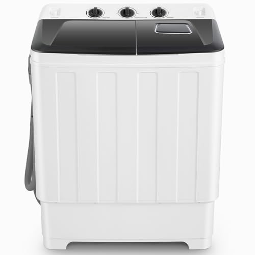 Nictemaw Portable Washing Machine 30Lbs Capacity Washer and Dryer Combo 2 In 1 Compact Twin Tub Laundry Washer (19Lbs) & Spinner (11Lbs) with Built-in Drain Pump, Time Control, for Apartment Dorms RV