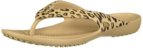 crocs Kadee II Graphic Flip Flops | Sandals for Women, Leopard/Gold, Numeric_10