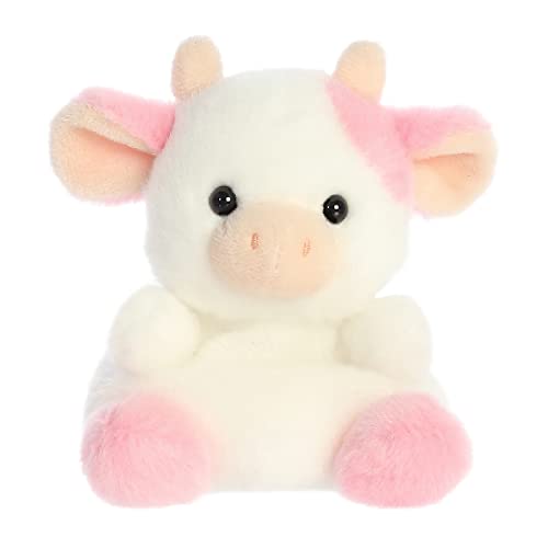 Aurora Adorable Palm Pals Belle Strawberry Cow Stuffed Animal - Pocket-Sized Fun - On-The-Go Play - Pink 5 Inches