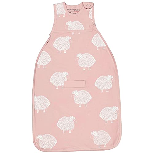 Merino Kids Baby Sleep Bag Standard Weight for Babies 0-2 Years, Sheep Print - Misty Rose