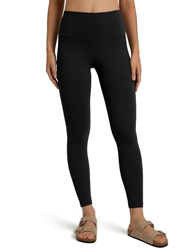 Colorfulkoala Women's Dreamlux High Waisted Workout Leggings 25' Inseam 7/8 Length Yoga Pants (L, Black)