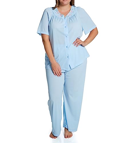 Shadowline Women's Petals Short Sleeve Pajama, Blue, 36