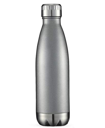 HASLE OUTFITTERS 17oz Stainless Steel Water Bottles, Vacuum Insulated Water Bottles Double Walled Reusable Metal Sports Water Bottles Keep Drinks Hot and Cold, Gray, 1Pack
