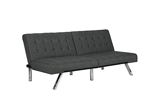 DHP Emily Futon With Chrome Legs, Grey Linen