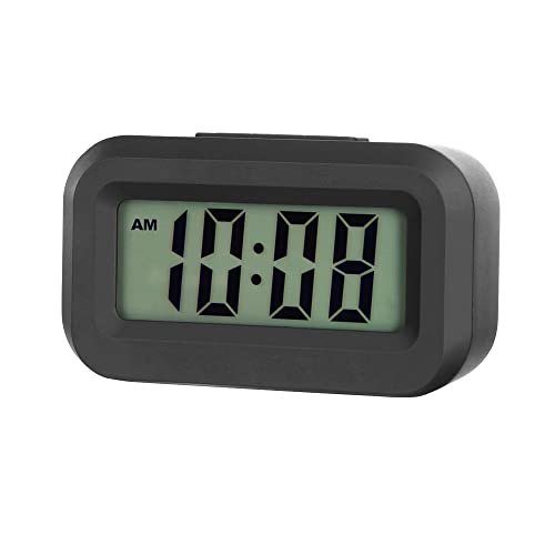 FAMICOZY Small Digital Travel Alarm Clock,Simple Operation,Easy to Read,Ascending Alarm,12/24Hr,Snooze Soft Light for Bedside,AAA Battery Operated,Black