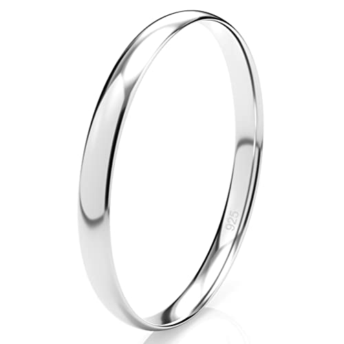 Metal Factory Sterling Silver 2MM High Polish Plain Dome Tarnish Resistant Comfort Fit Wedding Band Ring Sz 7.5