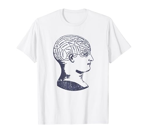 Vintage Phrenology T-Shirt Anatomy Brain Skull Diagram Tee