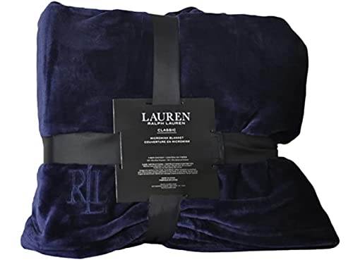 Lauren Ralph Lauren Plush Micromink Blanket - Navy - Queen / Full