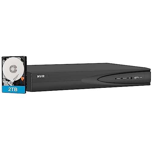 Anpviz 4K 8 Channel PoE NVR with 2TB Hard Drive, 8 Channel H.265+ NVR Support 8MP/6MP/5MP/4MP/3MP/1080P IP PoE Camera for Home Security Camera System 24/7 Recording (HK Series)