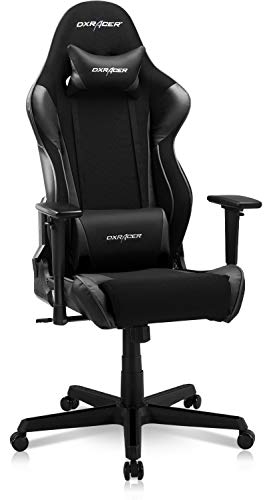 DXRacer Master Suede Racing Series Adjustable Ergonomic Computer Gaming Home Office Leather Desk Chair with Lumbar Support, Swivel Base, Wheels, and Headrest, Extra Large, Black2